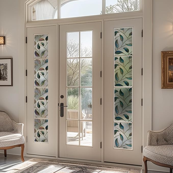 DKTIE Window Privacy Film Frosted Glass Static Cling UV Sun Blocking Heat Control Window Tint Day and Night Insulation Home Bathroom Door Decorative (S166, 23.6'' x 118.1'')