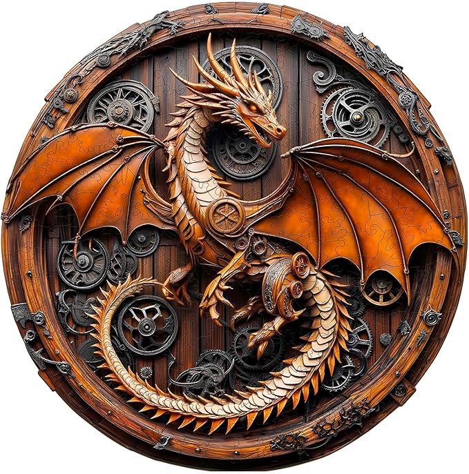 Wooden Puzzles for Adults, Mechanical Dragon Wooden Jigsaw Puzzles for Adults, Wood Puzzles Adult, Unique Animal Shape, Gifts for Friends and Family, Wall Art Canvas Puzzle (M -11.4*11.3in -200 pcs)