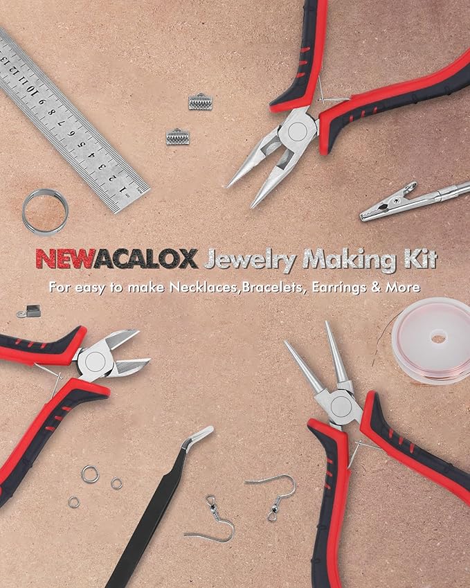 Jewelry Pliers Making Tools Set, Mini Jeweler Pliers for Adults with Beading Wire Kit, Bracelet Helper, Craft Earring Accessories for Jewelry Making Supplies DIY Hobby Repair
