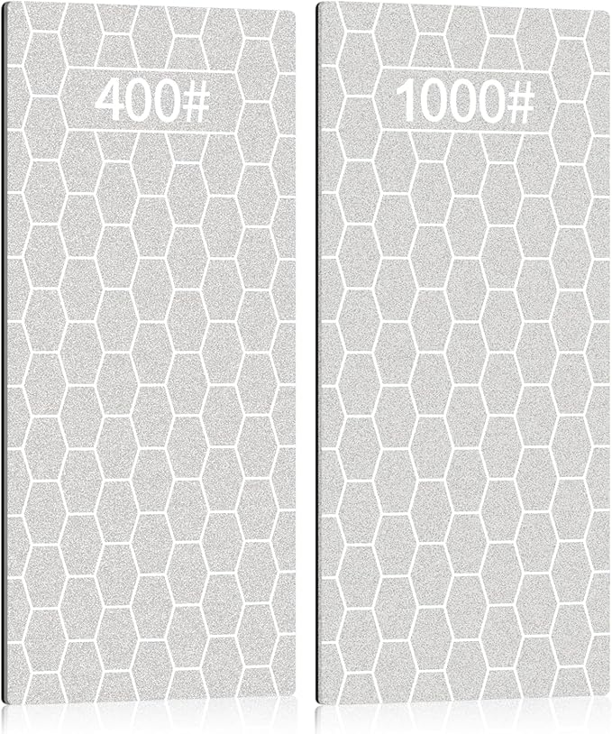 2PCS Diamond Sharpening Stone, Kalolary Knife Sharpener Stone Whetstone Honeycomb Surface Diamond Sharpener Plate with Non-slip Base for Pocket Knives Scissors, Outdoor Kitchen Tools (400/1000 Grit)
