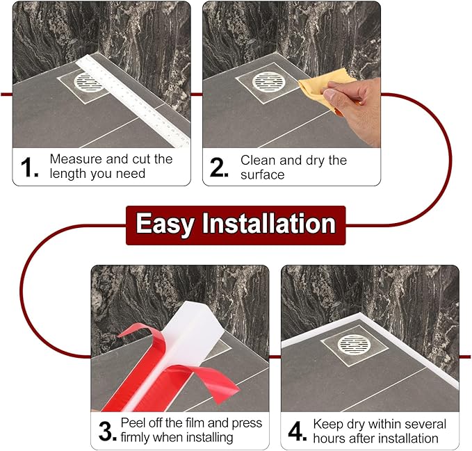 uxcell 197 Inch Flexible Quarter Round Molding Silicone Peel and Stick Trim Self Adhesive Shower Water Barrier for Corner Decor Bathroom Kitchen, Gray