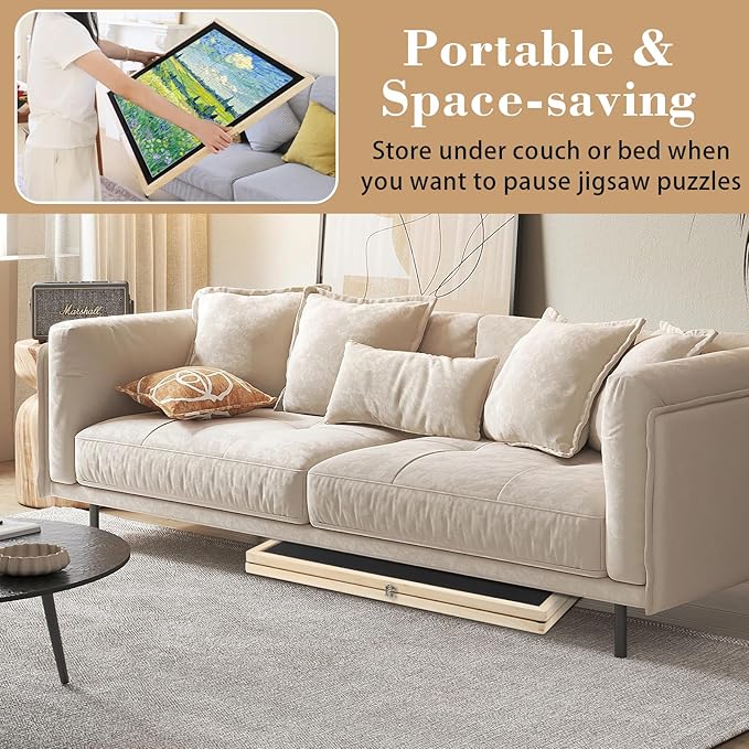 Ancaixin Foldable Puzzle Board 1500 Pieces, Rotating & Tilting Jigsaw Puzzle Board with 4 Non-Woven Drawers, 26x35.8'' Wooden Puzzle Table, Portable Board GameTable for Adults, Birthday Gift for Mom