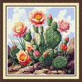 Findvoor Counted Cross Stitch Kits for Adults Full Range of Cross Stitching Embroidery Unprinted Pattern for Beginners, 11CT Needlepoint Kit Patterns Embroidery Kits-Succulent Plants 18x18 inch