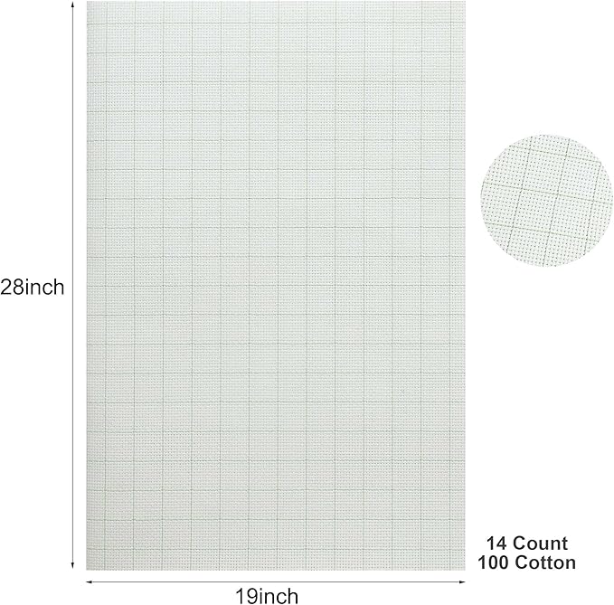 Aida Cloth 14 Count Cross Stitch Fabric,19×28inch (14CT,Grid)