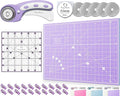 Honey's Heaven Rotary Cutter Set - 45mm Fabric Cutter, 5 Replacement Blades, A4 Cutting Mat, Acrylic Ruler and Craft Clips - Ideal for Crafting, Sewing, Patchworking, Crochet & Knitting
