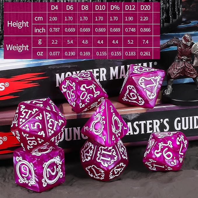 CiaraQ DND Dice Sets- 26 X 7 Polyhedral Dice (182pcs) with a Large Drawstring Bag, Multi-Color Engraved Gaming Dice for Dungeons and Dragons, Role Playing Table Game.