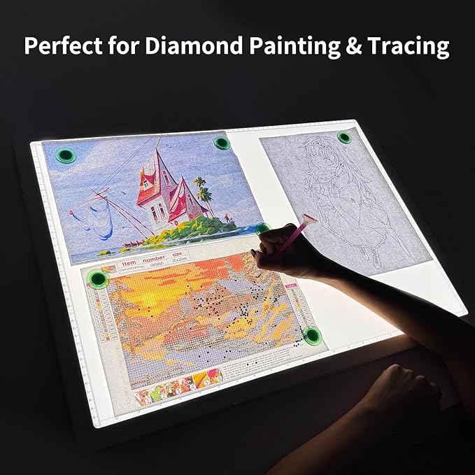 Phylosal Rechargeable A2 Light Pad for Diamond Painting 25.2''x18.4'', Magnetic Tracing Light Box for Drawing, Diamond Art Light Board with Side Button, Wireless LED Light Table for Sketching, Design