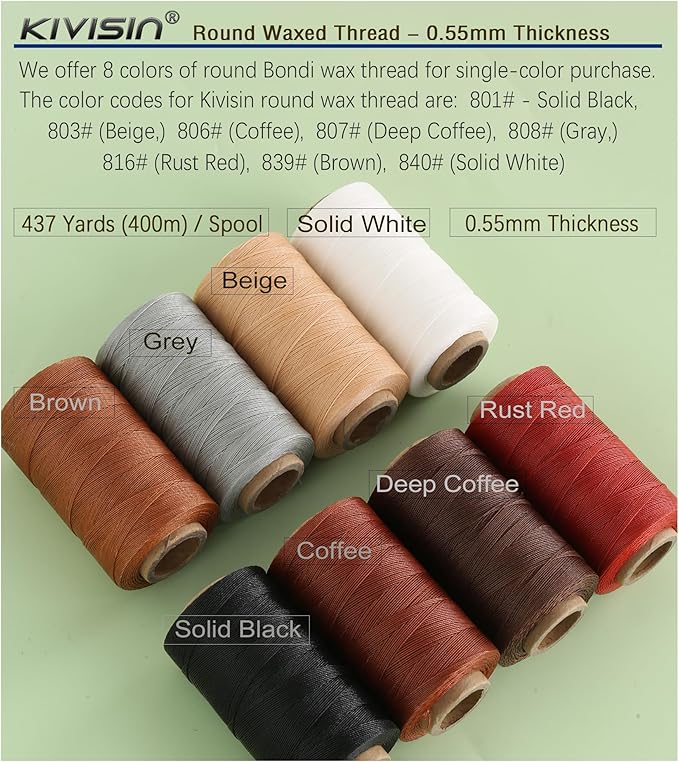 Sturdy Bonded Waxed Polyester Thread, 0.55mm, 437 Yards Wax String Cord - Rust Red for Leather, Hand Sewing, Stitching, Bookbinding, Beading, Bracelets and Macrame Jewelry Making