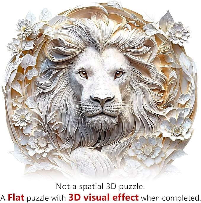 Wooden Puzzles Adults, 3D Paper Lion Wooden Puzzles 295 Pieces, Unique Animal Shaped Wood Challenging Jigsaw Puzzles Gifts for Adults, 13.4x13.2in