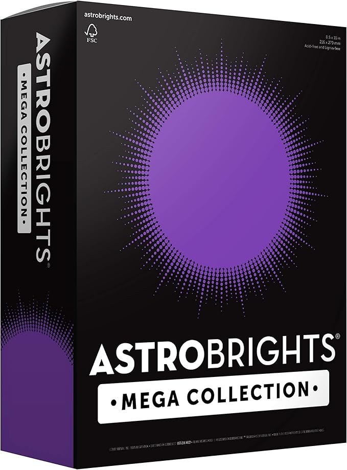 Astrobrights Mega Collection, Colored Paper, Ultra Purple, 625 Sheets, 24 lb/89 gsm, 8.5" x 11" - MORE SHEETS! (91691)