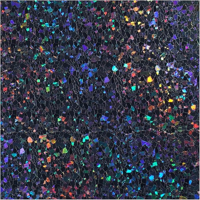 rabbitgoo Blackout Rainbow Window Privacy Film Decorative Stained Glass Diamond Pattern Window Sticker with Iridescent Tint Non-Adhesive Static Cling for Home Office Bathroom, 23.6 x 157.4 inch, Black