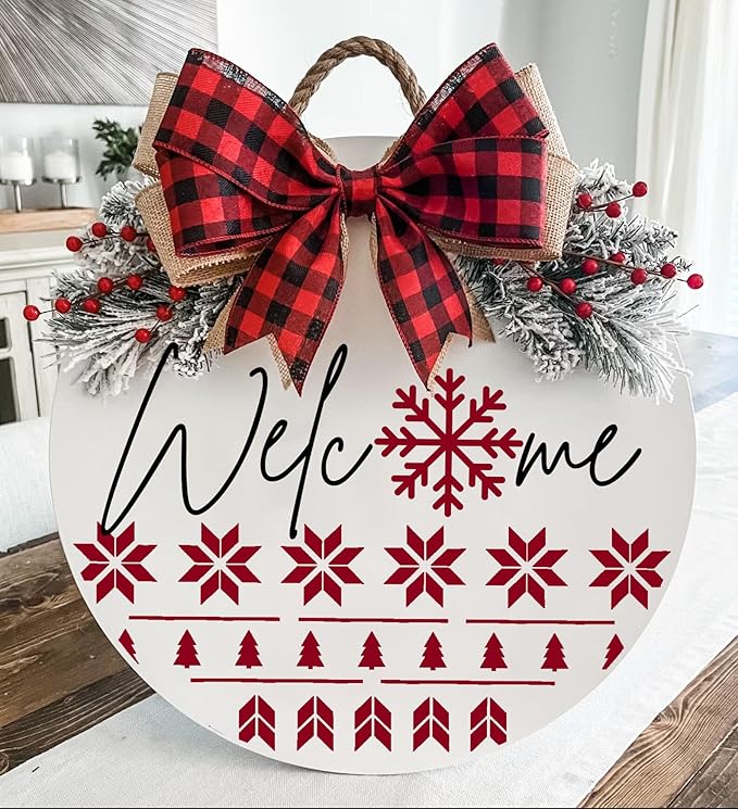 Christmas Stencils for Painting on Wood 12” Large Christmas Doormat Stencils Reusable Holiday Stencil for Crafts Door Mats Canvas Window Decor