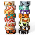Halloween Washi Tape Set 16 Rolls, Fall & Spooky Decorative Tape, Autumn Washi Tape for Journaling, Crafts, Pumpkin Decor (0.6" x10 ft) - Autumn Leaves, Bats, Pumpkins, Vintage Horror