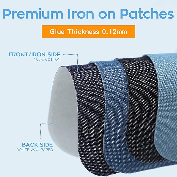 HTVRONT Iron on Patches for Clothing Repair, Cotton Patches Iron on, Black Repair Decorating Kit 20 Pieces Iron on Patch Size 3" by 4-1/4" (7.5 cm x 11 cm)