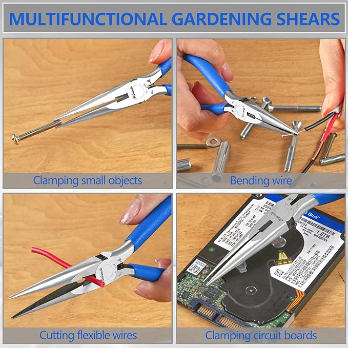 Needle Nose Pliers Set, 3 Pack 6.5"Long Nose Pliers for Wire Bending, High Carbon Steel Nose Plier, Serrated Jaw Pliers for Jewelry Making, Electronics Repair, Object Grasping, Craft Making