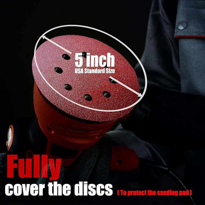 Sanding Disc 5 Inch 8 Hole, 100 Pcs Orbital Sanding Discs Hook and Loop, Sandpaper for polishing and Grinding, 800 Grit Sand Paper for Random Orbital Sander