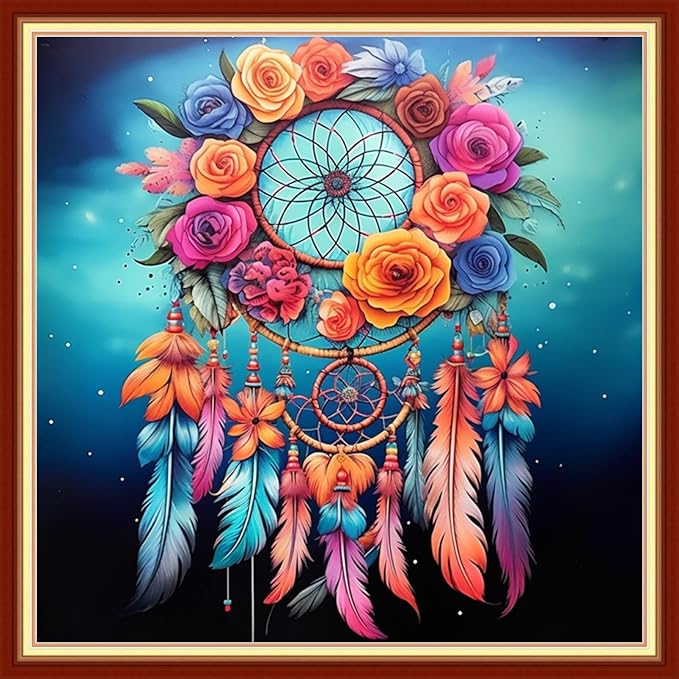 Dooxvey Cross Stitch Kits for Adult Beginners - Full Range of Stamped Kits, Needlepoint & Embroidery Kits - 11CT Cross Stitch Patterns: Colorful Wind Chime, 18x18 inch