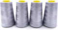 Tortoise 4 Cones of 3000 Yards Each Spool Thread for All Purpose, Serger, Overlock, Quilting, Sewing Machine - 40S/2 Gray 100% Polyester