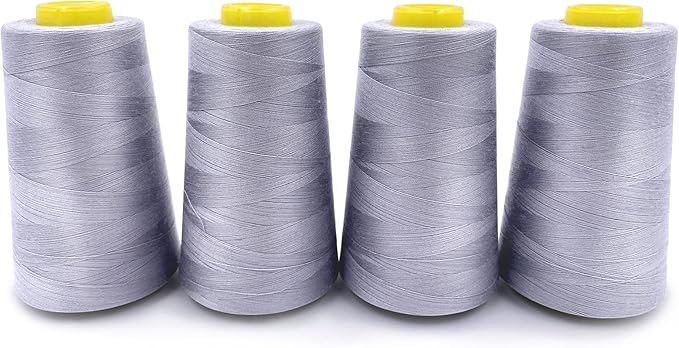 Tortoise 4 Cones of 3000 Yards Each Spool Thread for All Purpose, Serger, Overlock, Quilting, Sewing Machine - 40S/2 Gray 100% Polyester
