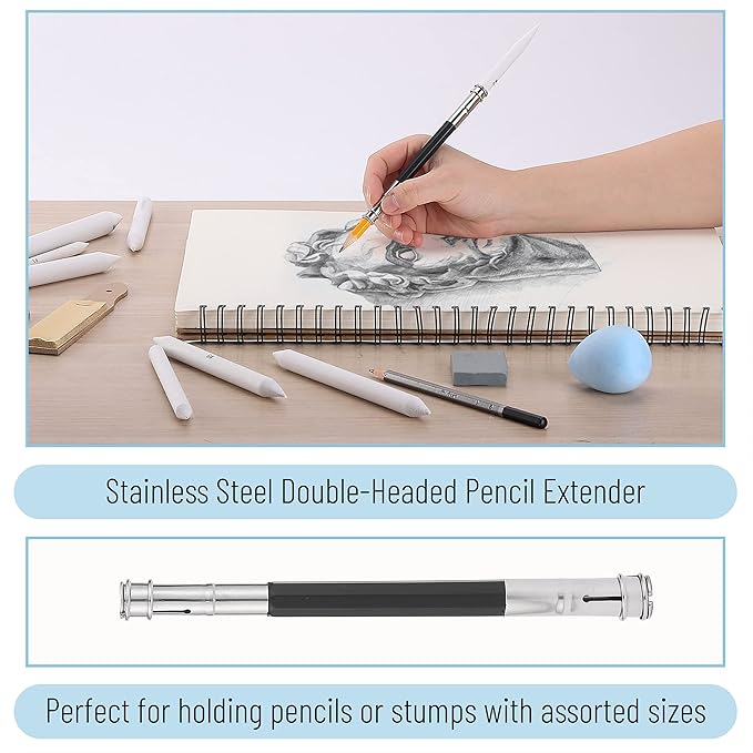 Mr. Pen- Blending Stump, 33 pcs, Blending Stumps for Drawing, Shading Pencils for Sketching, Blending Pencil, Tortillions, Sandpaper Sharpeners, Pencil Extension Tool, Kneaded Eraser, Rub Sponge