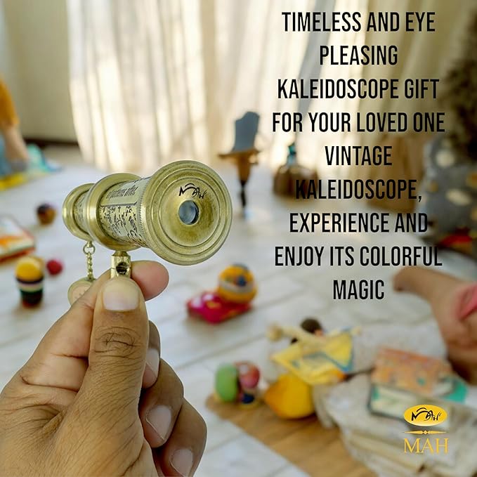 Handcrafted Brass Kaleidoscope – Vintage Nautical Collectible Gift for Kids, Teens & Adults – Sentimental Keepsake with Greeting Card – Educational Toy & Home Décor Accent – Timeless Pattern Design