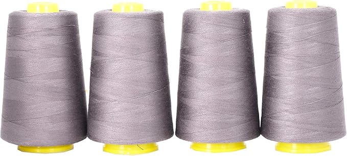 Mandala Crafts 4 Pack of Serger Threads Cones Spools - 40S/2 24000 Yards Polyester Taupe Threads for Sergers Machine and Overlock Quilting Sewing Machine