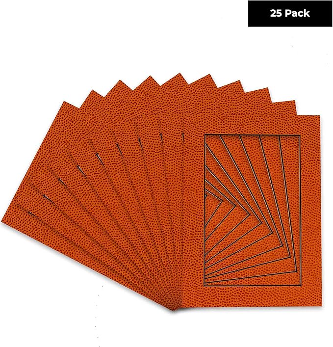 Pack of 25 Acid Free 11x14 Mats Bevel Cut for 8.5x11 Photos - Basketball Texture Precut Matboards With Backing Boards and Clear Photo Mat Bags For Pictures, Photos, Framing - 4-ply Thickness