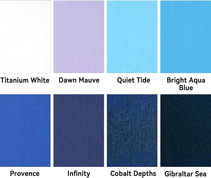 AUREUO Marine Acrylic Paint Set - 8 Ocean Blue Colors 0.71 Fl Oz / 21ml Tubes Aqua Tone Art Paints for Crafts Seascapes, Non-Toxic, Lightfast, High Pigment Artist Paints