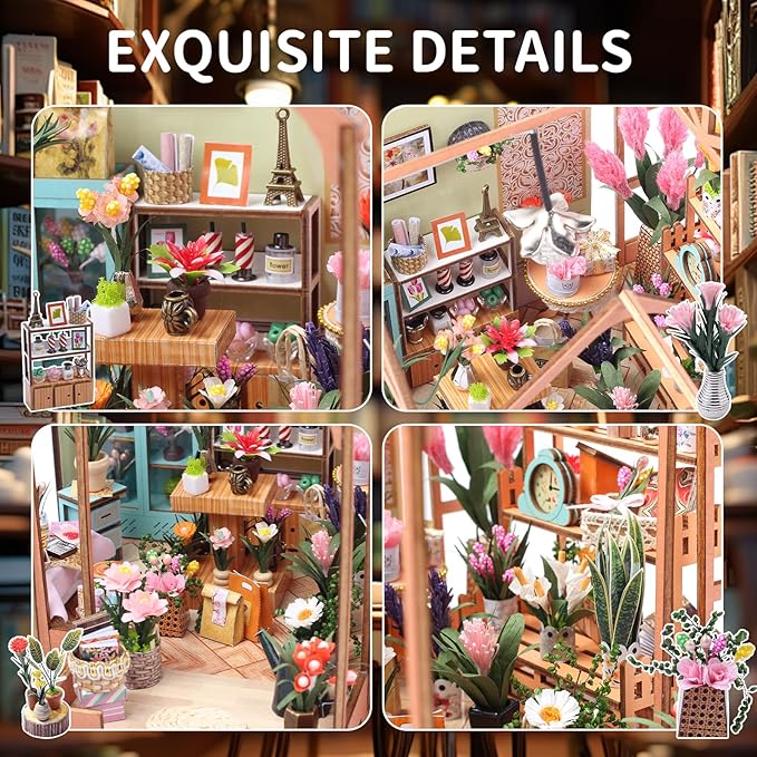 DIY Miniature House Kit, Miniature Kit with LED, Dollhouse Kit for Adults Teen, Mini House Building Kit for Birthday, Jenny Greenhouse