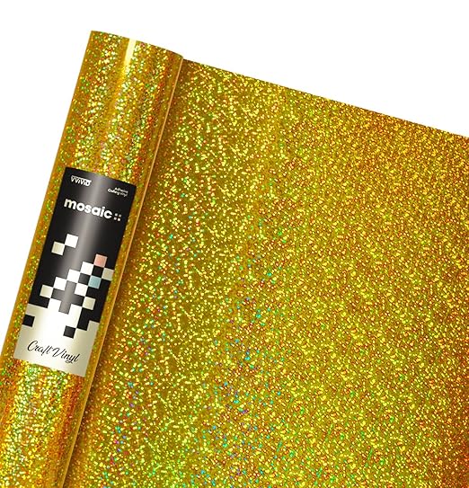 VViViD Mosaic+ Glitter Holographic Crafting Vinyl, 3ft x 1ft, 7 Color Bundle, with Transfer Paper
