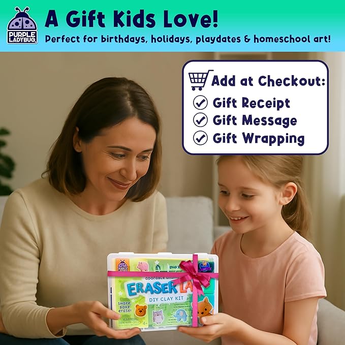 DIY Clay Cute Mini Eraser Kit for Kids - Birthday Christmas Gifts for 4 5 6 7 8 9 10 11 12 Girls & Boys - Students Desk Pet Animals Make Your Own Erasers Kit, Arts and Crafts for Kids Ages 8-12 4-8