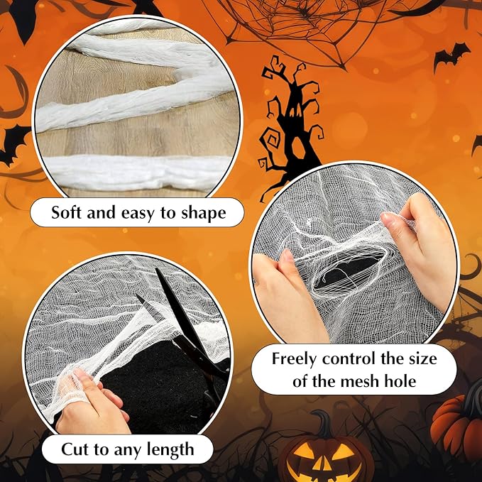 Boao Halloween Cheese cloth 29.92 x 590.55 Inch White Cheesecloth Roll for Crafts Large Cotton Muslin Gauze Fabric for Halloween Outdoor & Indoor Spooky Decoration