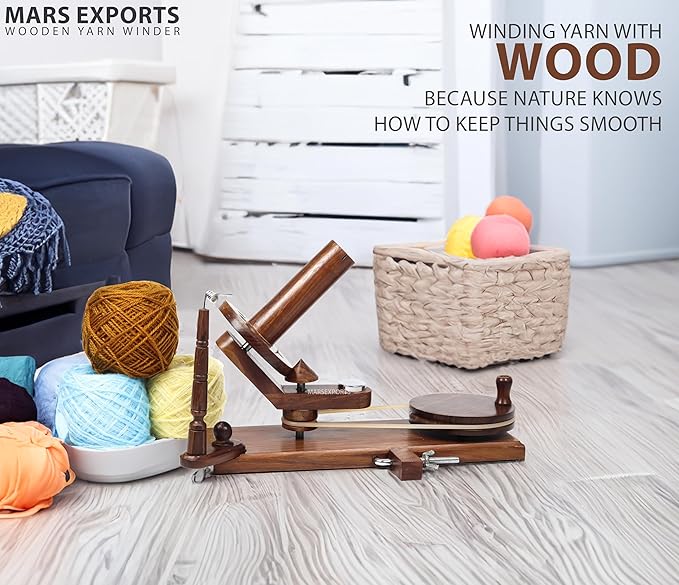 Mars Exports HandCrafty Wooden Swift for Knitting & Crochet Hooks – Hand Operated Large Ball Winder (Rosewood)