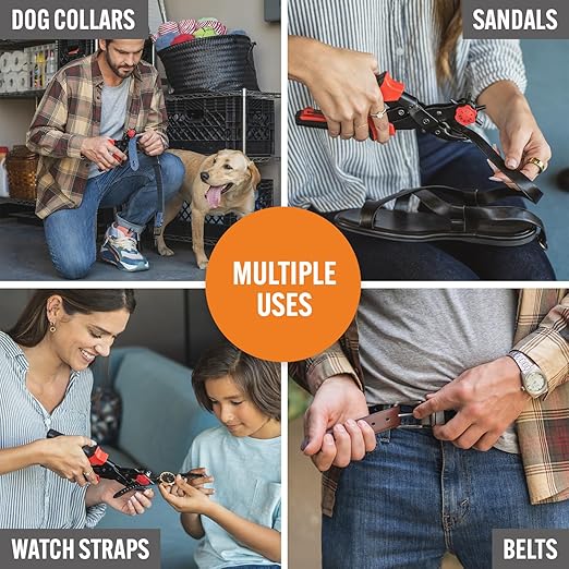 Professional Heavy Duty Belt Hole Puncher for Leather, Multi-Size Rotary Leather Hole Punch Tool Set with Ergonomic Handles for Easy, Precise Belt Fixes, Straps, Collars, Bags, Shoes, DIY Crafts