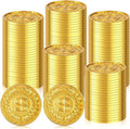 Hanaive 100 Pcs Plastic Gold Coins Fake Pirate Play Coins Spanish Doubloons St. Patrick's Toy for Kids Pirate Party, Treasure Hunt Board Game and Party Favors(Classic)