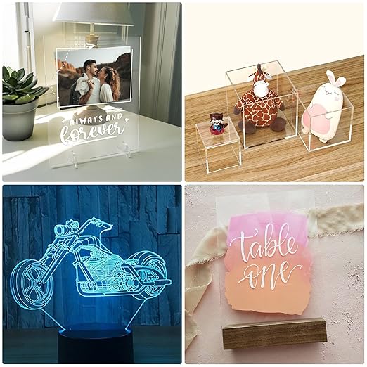Clear Acrylic Sheet 8" x 10" Cast Plexiglass Panel 1/8" Thick (3mm) Transparent Plastic Board for Sign, Craft, Display Projects, Laser Cutting, Engraving, Pack of 2