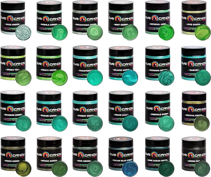 Eye Candy Pigments Premium Green Mica Powder - Jade Green (50gr) - for Epoxy, Resin, Soap, Paint, Woodworking, Acrylic Pouring, Bath Bombs, Fishing Lures - DIY Arts and Crafts Additive