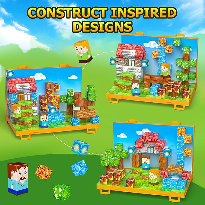 Magnetic Blocks, Magnetic Building Blocks,STEM Constructions Magnet Blocks for Kids, Boys and Girls Age 3+ Years Old, Building Toys Gifts for Kids 84PCS 1" Large Size