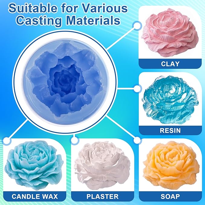 Silicone Mold Making Kit, 22oz 15A Elastic Liquid Silica Gel, Color Sapphire Blue, Suitable for Casting Resin Molds and Candle & Soap Mold,Fast Cure Translucent Platinum Silicone Rubber