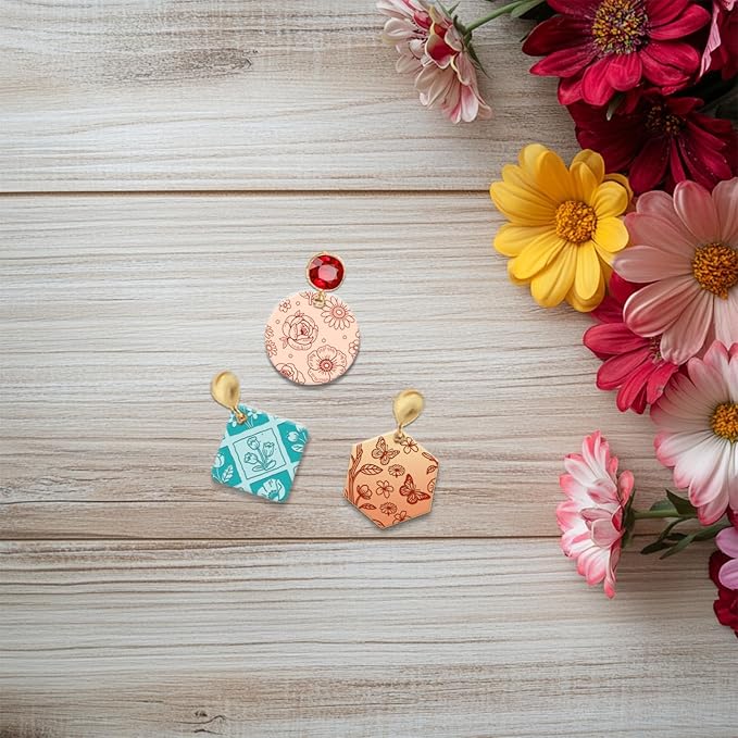 CHGCRAFT 4 Sheets 4 Styles Wildflowers Polymer Clay Texture Sheets Bushes Silicone Texture Stamp Hummingbirds Modeling Pattern Pad Texture Sheets for Making Earrings Jewerly, 5.5x5.5 inch