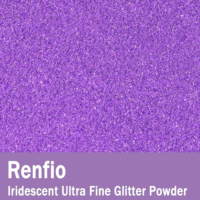Renfio Iridescent Ultra Fine Glitter Powder Resin Supplies Glitters 1.94 Oz (55g) PET Flake Crafts Sequins 1/128" 0.008" 0.2mm Epoxy Chips Flakes for Tumblers Slime Painting Roses - Dream Purple