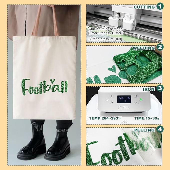 Christmas Green Glitter HTV Heat Transfer Vinyl, 12" x 5ft lron on Vinyl, for T-Shirt Ironing, Vinyl HTV Easy to Cut and Weed, The Best Choice for DIY Creativity. (Greener, 12" x5ft)