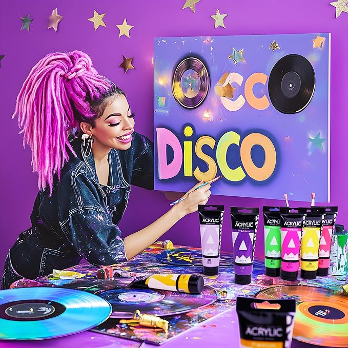 AUREUO Black Acrylic Paint Set, 4 Fl Oz / 120ml 2 Lamp Black Tubes, Rich Pigment Art Craft Paints for Canvas, Rocks, Wood, Ceramic, Fabric - Art Supplies for Beginners, Professionals, Artists