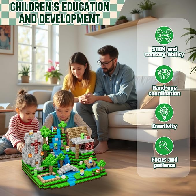 100PCS Magnetic Blocks - Grassland Magnetic Building Blocks Set, STEM Sensory Outdoor Toys, Build Forest World Set for 3+ Year Old Boys&Girls, Christmas Birthday Gift (Forest)