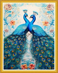 Magxvouy Cross Stitch Kits Stamped Full Range of Embroidery Kits,Cross Stitch Patterns Needlework Kits for Beginners 11CT Printed Kits&Blue Peafowl 16x20 inch