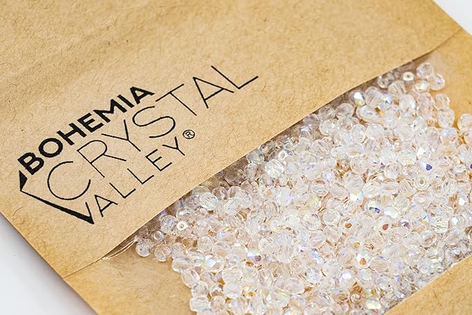 100pcs Faceted Fire Polished Pressed Czech Glass Beads 3mm (0.12in), Crystal AB 00030-28701