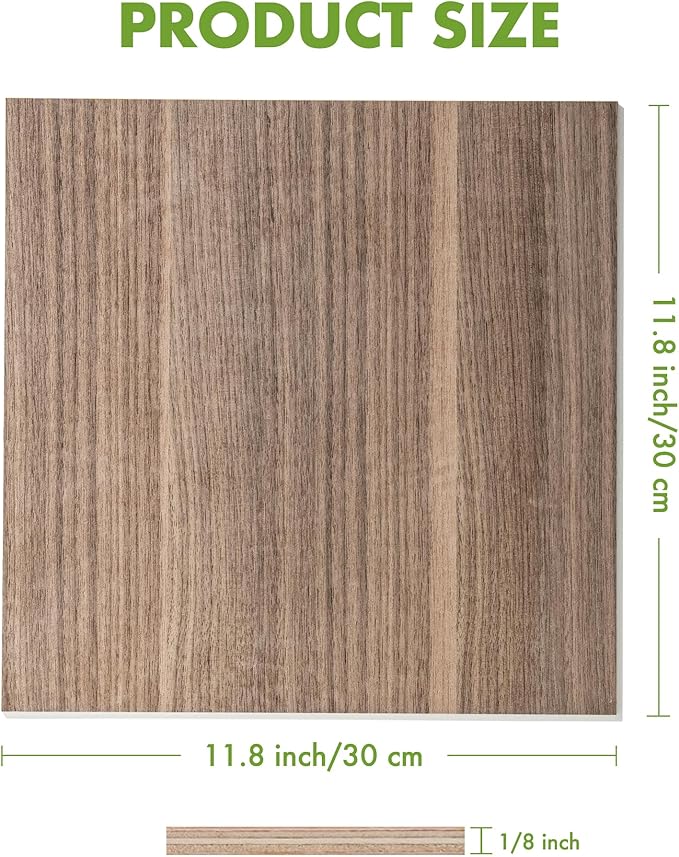 ROBOTIME 6Pcs 3mm Walnut Plywood for Laser Cutting, 1/8 Plywood Crafting Wood 12"x12", Engraving and DIY Projects, Thin Walnut Boards for Wood Project and Engraving