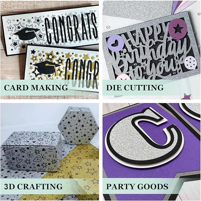 Cardstock Warehouse Diamond Print Inkjet Glitter-Premium Silver Glitter Cardstock Paper – 15 Sheets, 8.5 x 11" - 104 lb/280 GSM for Inkjet Printing, Die-Cutting, Card Making, Crafts, and DIY Projects