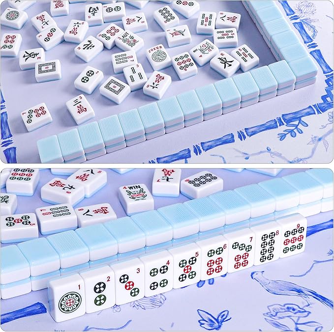 American Mahjong Tile Set with 166 Blue Back Tiles (1.2”, Tiles Only)