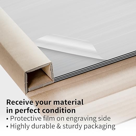 Trotec | Metallic Looking Acrylic Sheet | 12"x24"x1/8", 4 Pcs | Brushed Silver/Black | Metallic Finish - Scratch Resistant for Laser Engraving & Cutting,Printing,Glowforge,Name Plate | USA Made